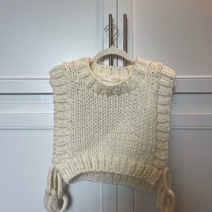 Anthropologie Cream Knit Sweater Vest